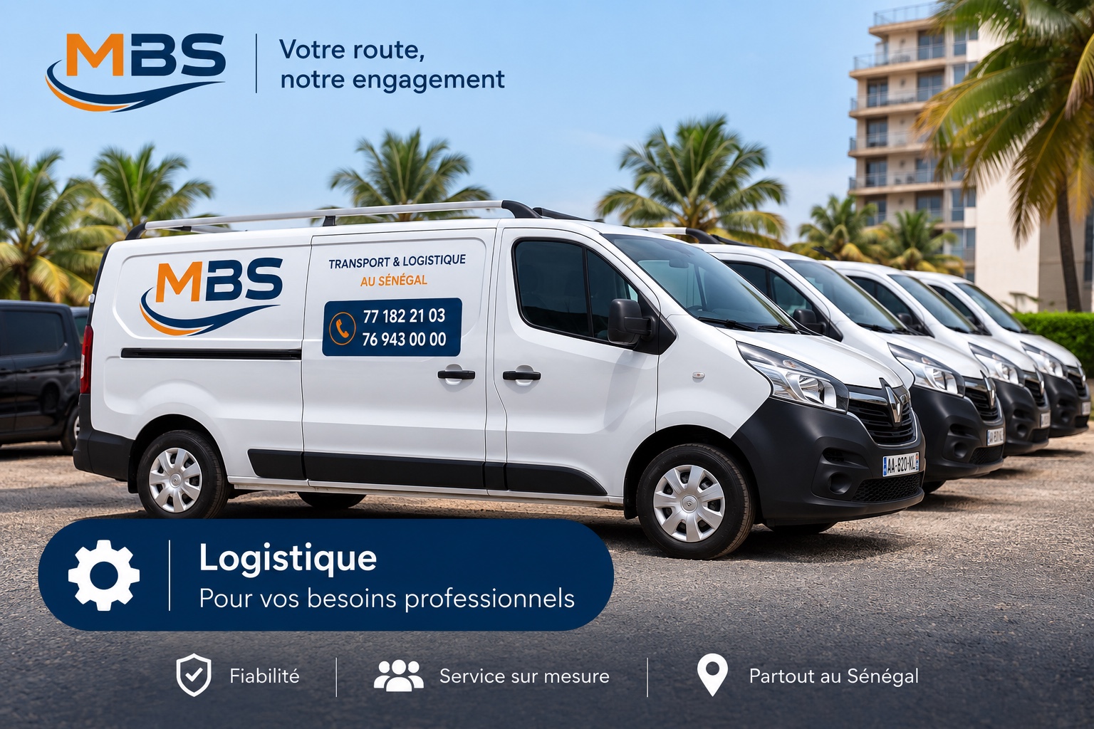 Fourgons MBS garés à Dakar